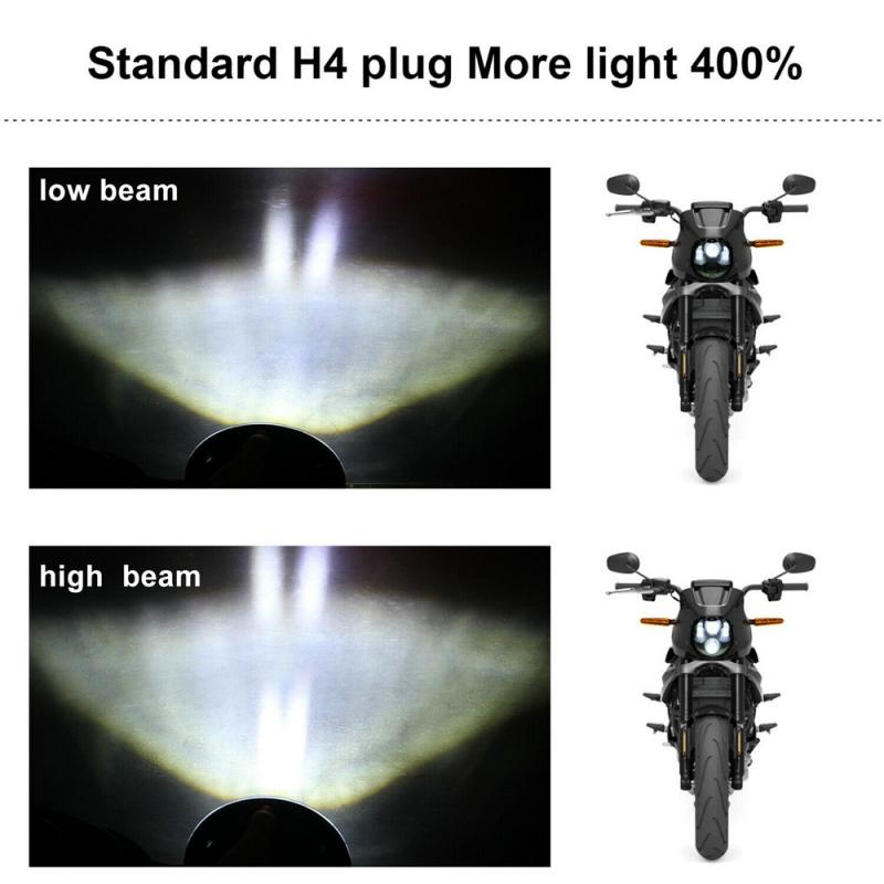 Black 5-3/4" 5.75 Inch LED Headlight High Low For Motorcycle LED Projection Headlight Motorcycles Headlight Bulbs