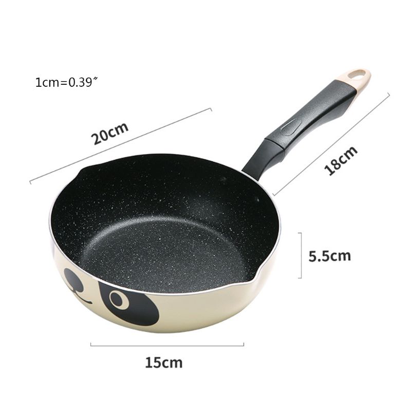20cm japansk stil sød panda trykt non-stick stegepande røgfri aluminium lille wok til hjemmekøkken