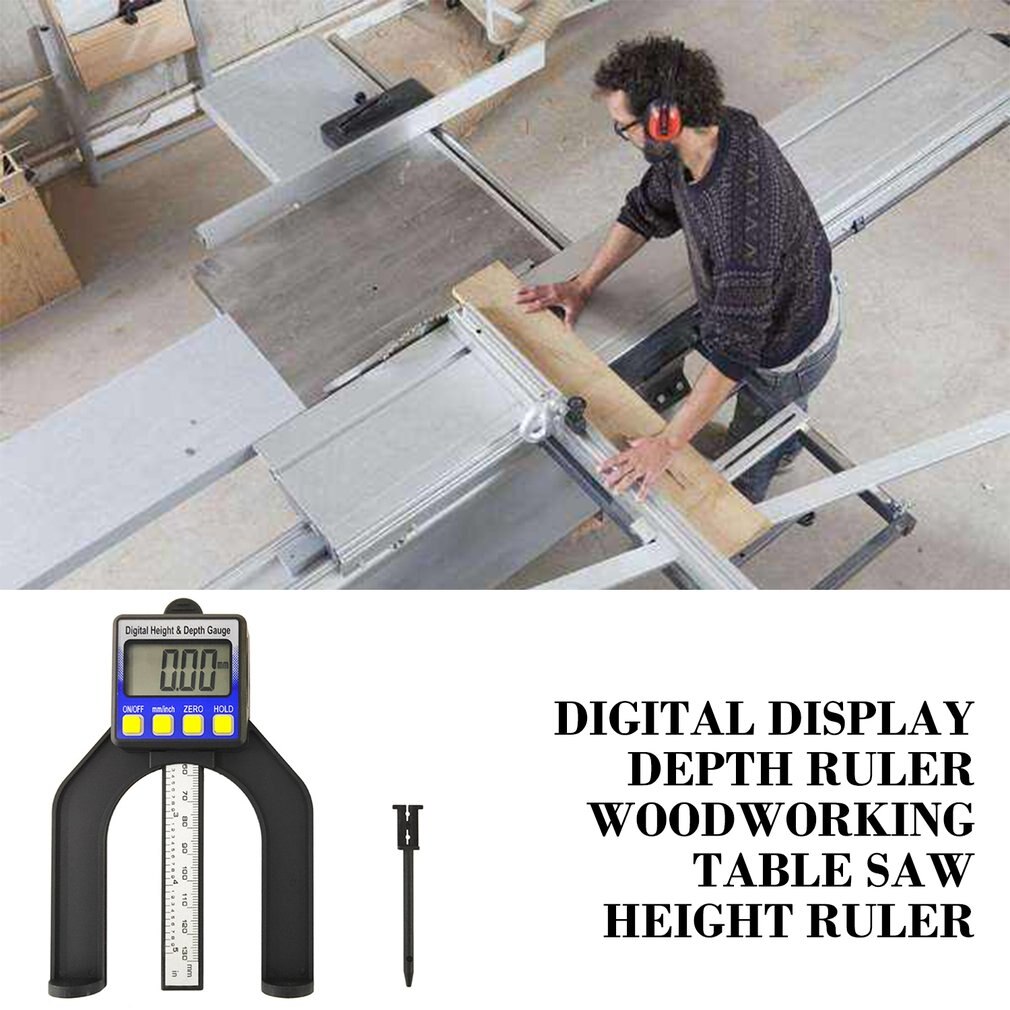 Digital Height Gauge Table Saw Depth Gauge with Three Measurement Units Locking Screw for Woodworking Router Table 80mm