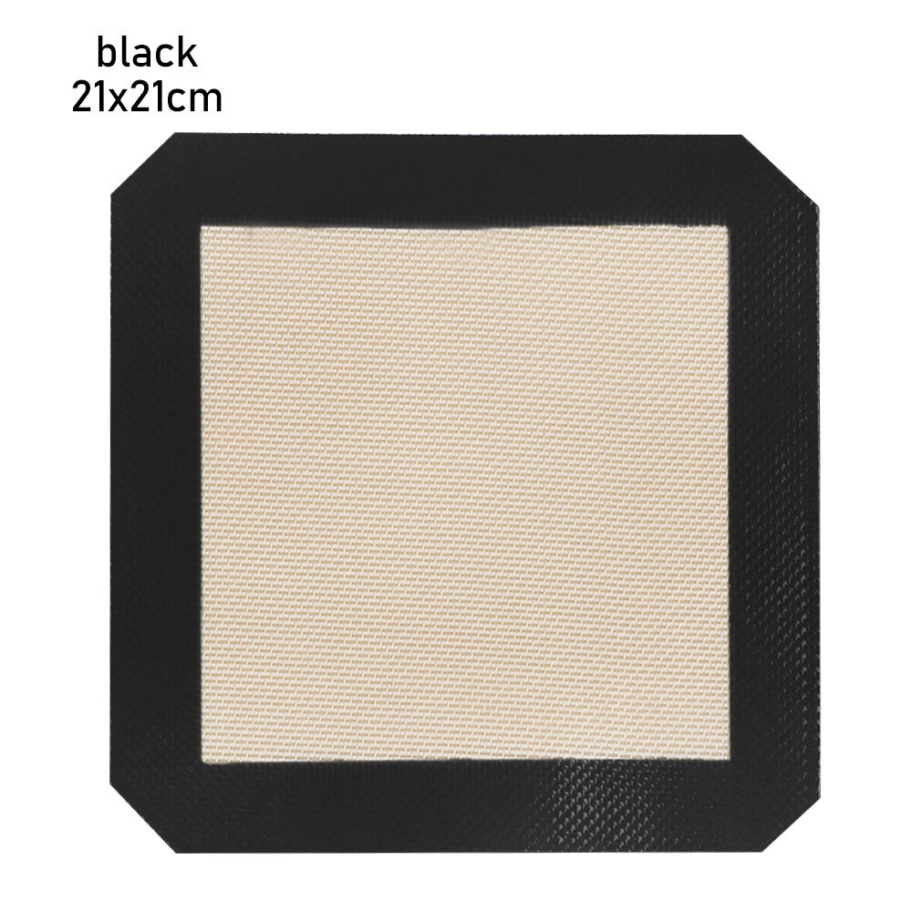 DIY Baking Pastry Silicone Mat For Cookie Bread Biscuits Puff Nonstick Baking Heat Resistant Mat Oven Sheet Liner Kitchen Tools: 21x21cm	black