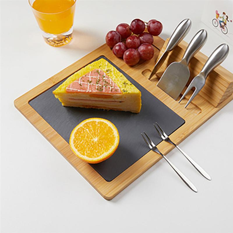 Bamboo Cheese Board Set With Stainless Steel Cutters Home Chopping Board Cheese Board Cheese Board With Cutter