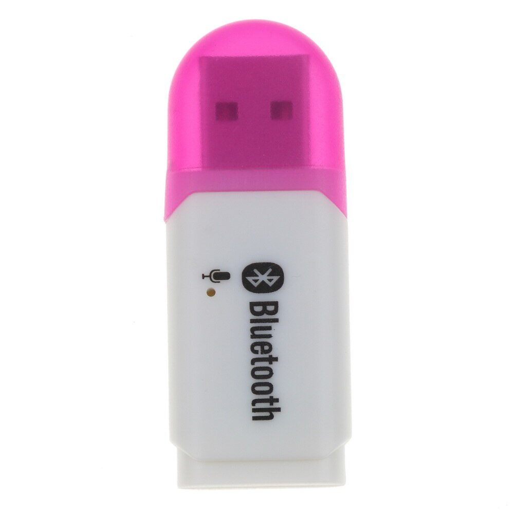 Kebidu Bluetooth 5.0 Mini USB Wireless Adapter Audio Stereo Receiver Car kit with microphone for compute Car player speaker: Pink