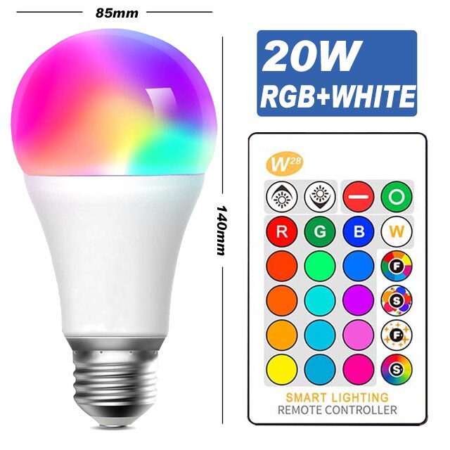 1PCS 15W WiFi Smart Light Bulb E27 B22 Dimmable RGB+CW LED Spotlight Bluetooth Voice Control Lamp Work With Alexa Google Home: 20W Controller E27