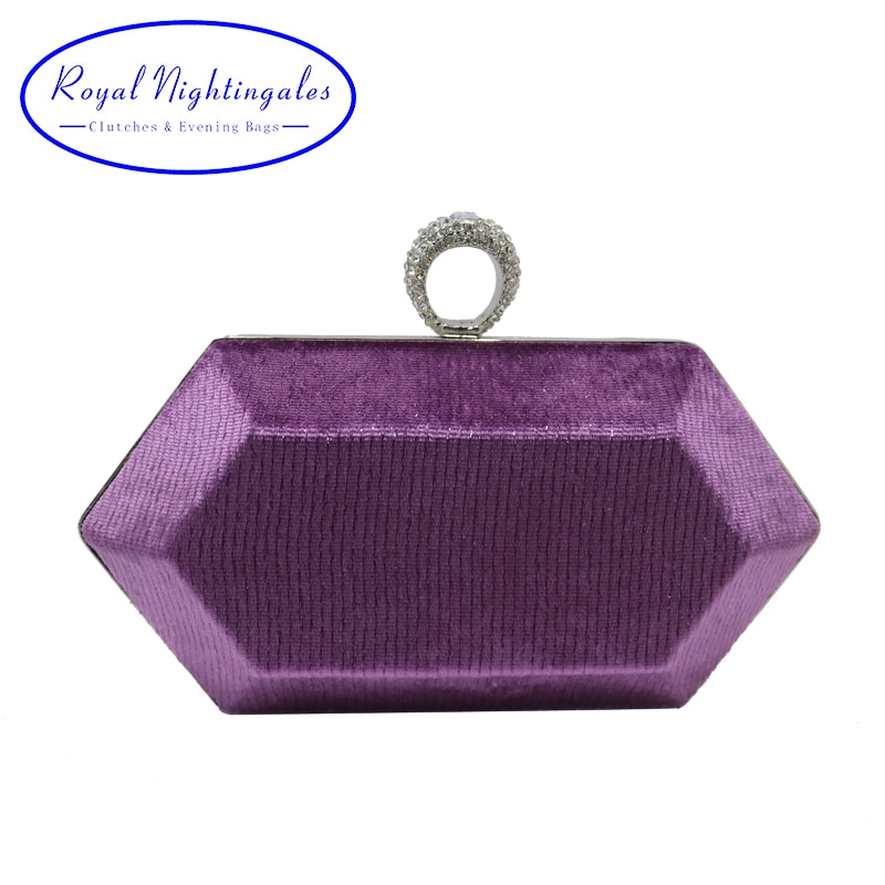 Royal Nightingales Mini Ring Clutch Portemonnees Fluwelen Paars Clutch Tassen En Handtassen Voor Vrouwen Party Prom