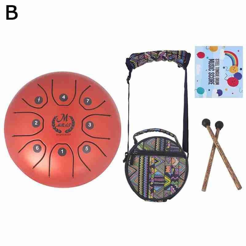 5.5 Inch Mini Worry Free Drum 8-tone Tongue Drum Steel Hand Pan Drum Percussion Instrument Carry Bag Ethereal Worry Free Drum: B