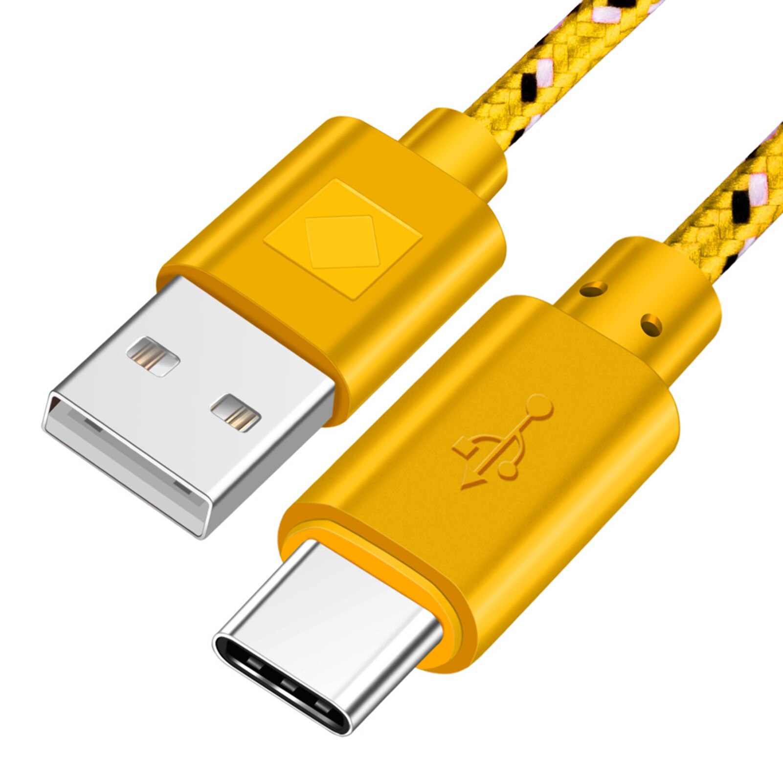 1m 2m 2-em-1 náilon usb para tipo c cabo de carregamento rápido carregamento do telefone móvel fio de carregamento usb c cabo de dados longo