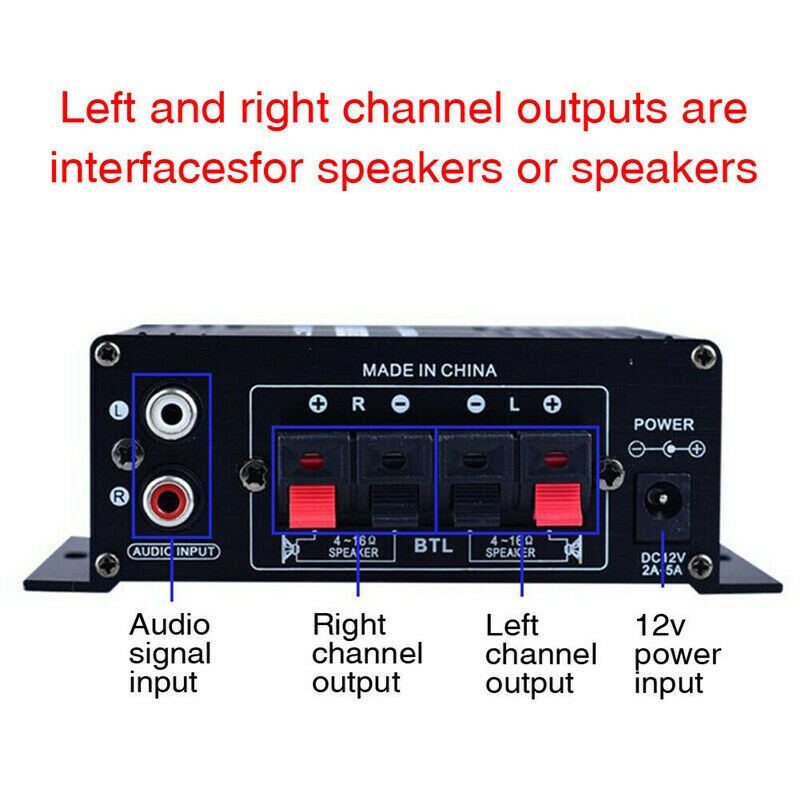 200W Hifi Versterker Auto/Home Theater Digital Power Audio Amplificador Voor Speaker Treble Bass Controle Fm