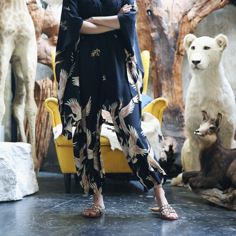 Women kimono dress Japanese clothing Summer kimono for women yukata female haori boho Beach kimono shirt pants set Japan 11307