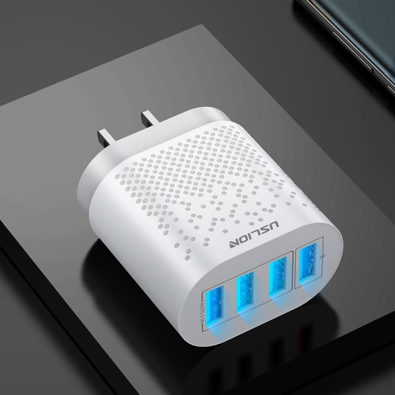 Adaptateur de Charge rapide EU/US, 4 Ports USB, Hub QC3.0, adaptateur mural pour téléphone portable: US WHITE