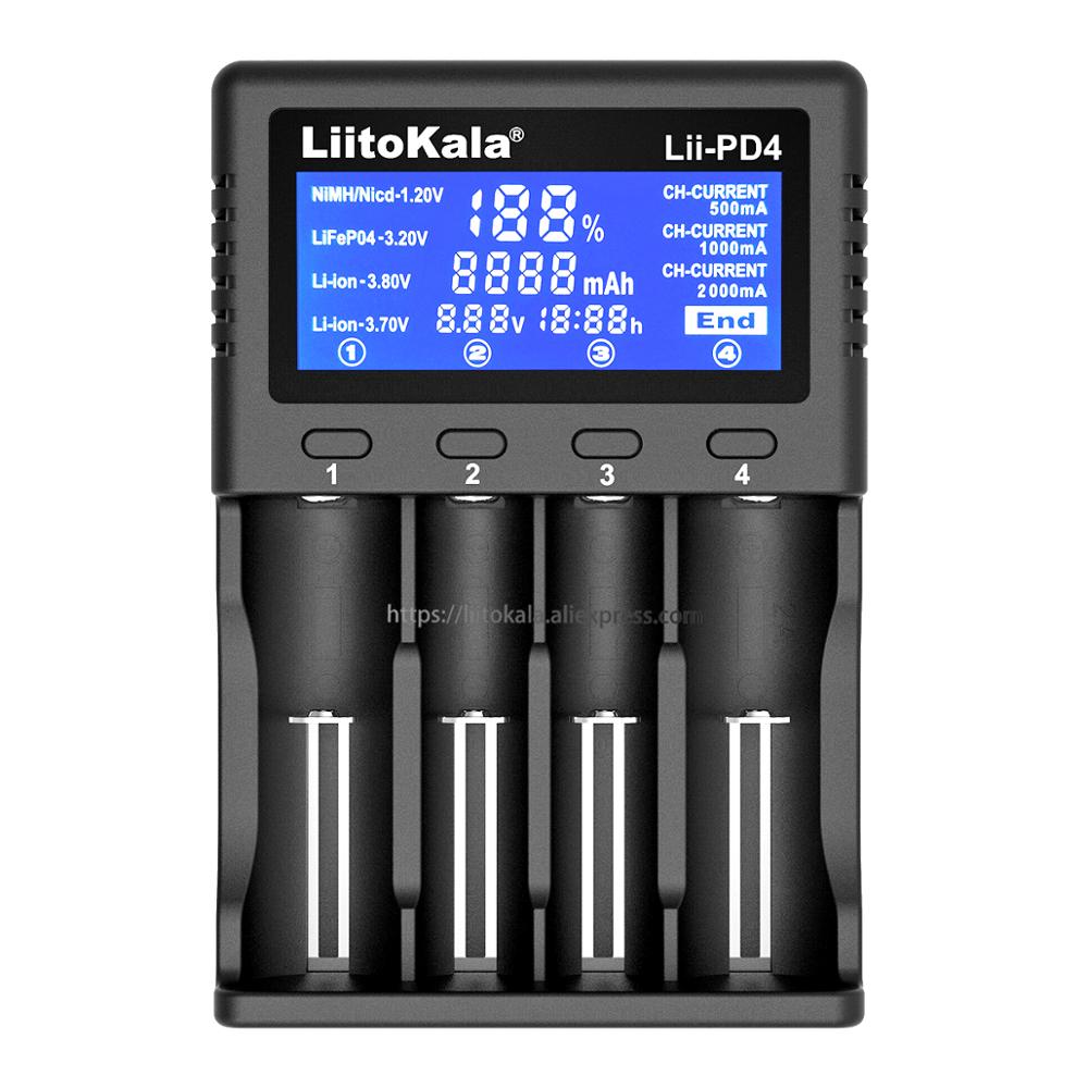 Liitokala Lii-M4S Lii-500 Lii-PD4 Lii-500S LCD 3.7V 18650 18350 18500 21700 20700 14500 26650 AA NiMH Lithium-Battery Charger