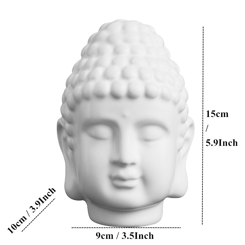 Deartco 15Cm Zandsteen Wit Boeddha Hoofd Standbeeld Boeddha Beeldjes Home Decor Hars India Religieuze Boeddha Hoofd Sculptuur Thailand: White Buddha Head