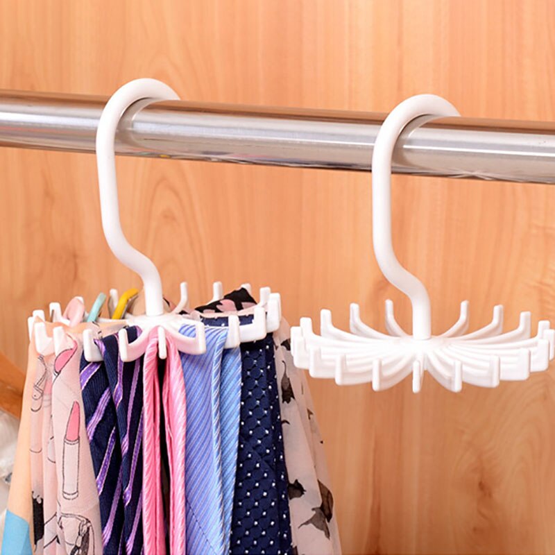 360 Degree Rotating Space Saving Belt Rack 1 PC Neck Tie Hanger Plastic Multifunction Neck Tie Holder 20 Hooks