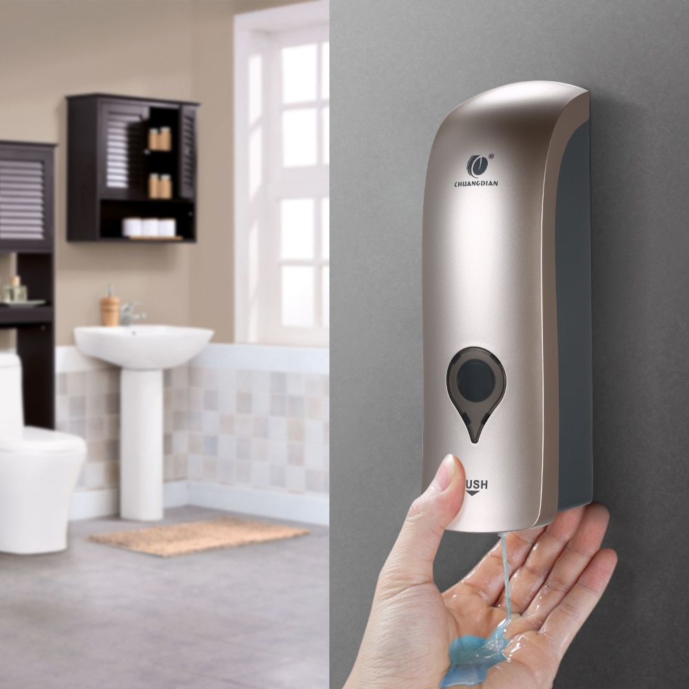 Væg sæbedispenser 300ml enkelthoved manuel shower gel flydende shampoo desinficerende dispenser holder til badeværelse