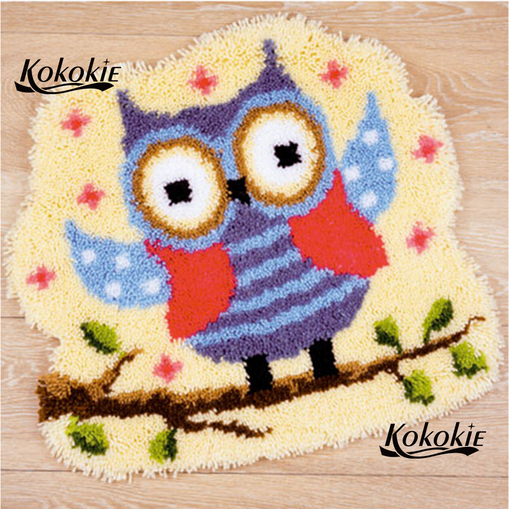 Crochet à loquet pour tapis, impression 3d de hibou, travail manuel, nouoppaket, aiguille à crochet pour tapis, broderie de décor fait à la main