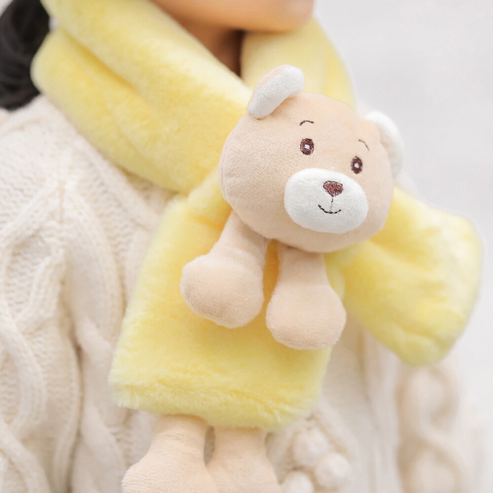 Winter schattige kindersjaal jongens meisjes sjaals baby imitatie konijnenbont kraag sjaal met cartoon beer nekwarmers
