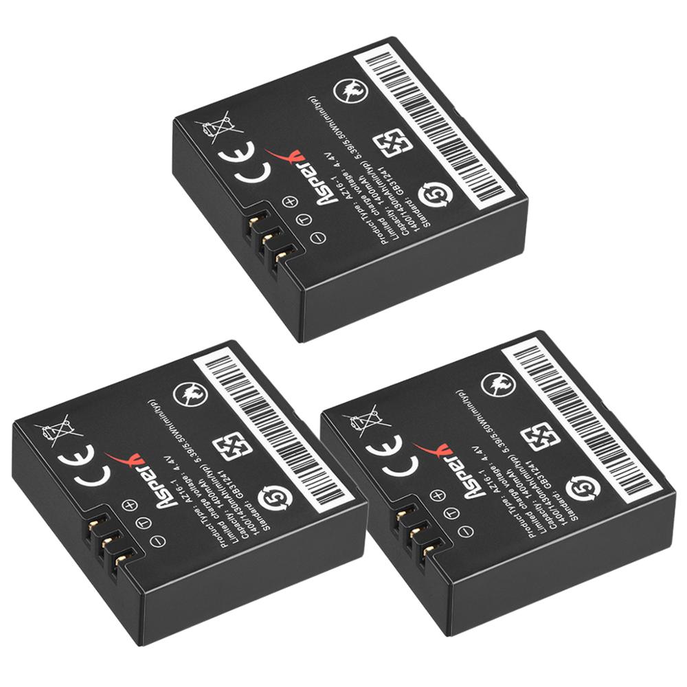 Batería de AZ16-1 para cámara de acción Xiaomi Yi II yi 4k, cargador LCD, 4k, batería de AZ16-2, para Xiaoyi Lite Yi 360 VR: 3 Batteries