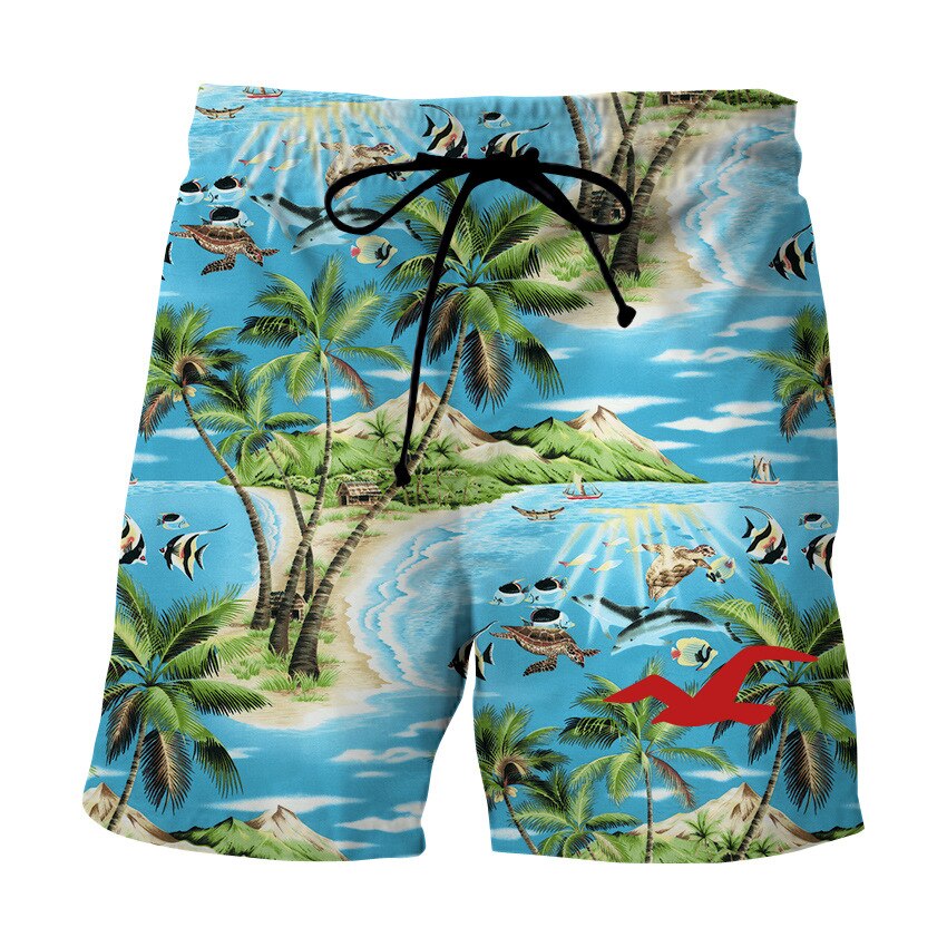 SITEWEIE Men's Beach Pants Beach Baggy Thin Casual Shorts Summer 3D-printed Fish Surf Shorts Mens Board Shorts G232: XXL