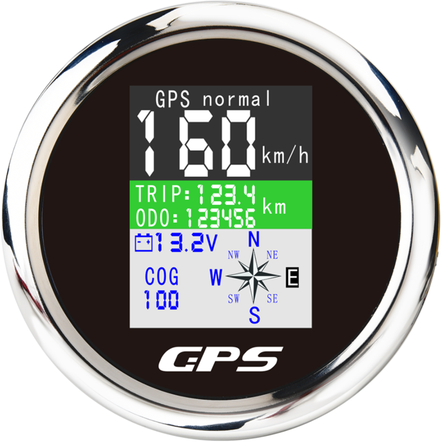 Indicateur de vitesse GPS numérique à écran TFT, 85mm, noeuds MPH, Km/h, ajusté avec antenne GPS, odomètre pour bateau, voiture, moto: black