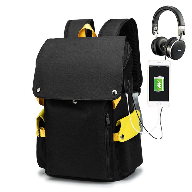 15.6 tommer laptop store mænds rygsæk usb opladning college studerende rejser sort gade multifunktionel mochila rygsæk