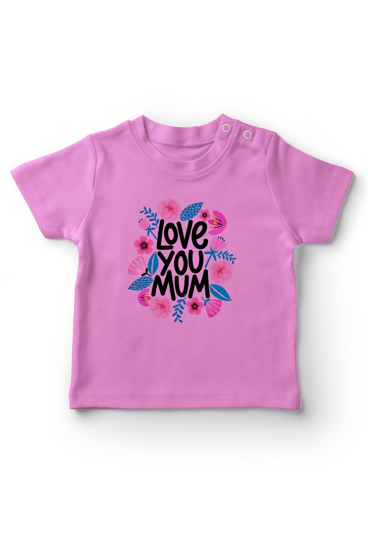 Angemiel, flores de bebé, camiseta rosa de chica bebé con I Love You Mom