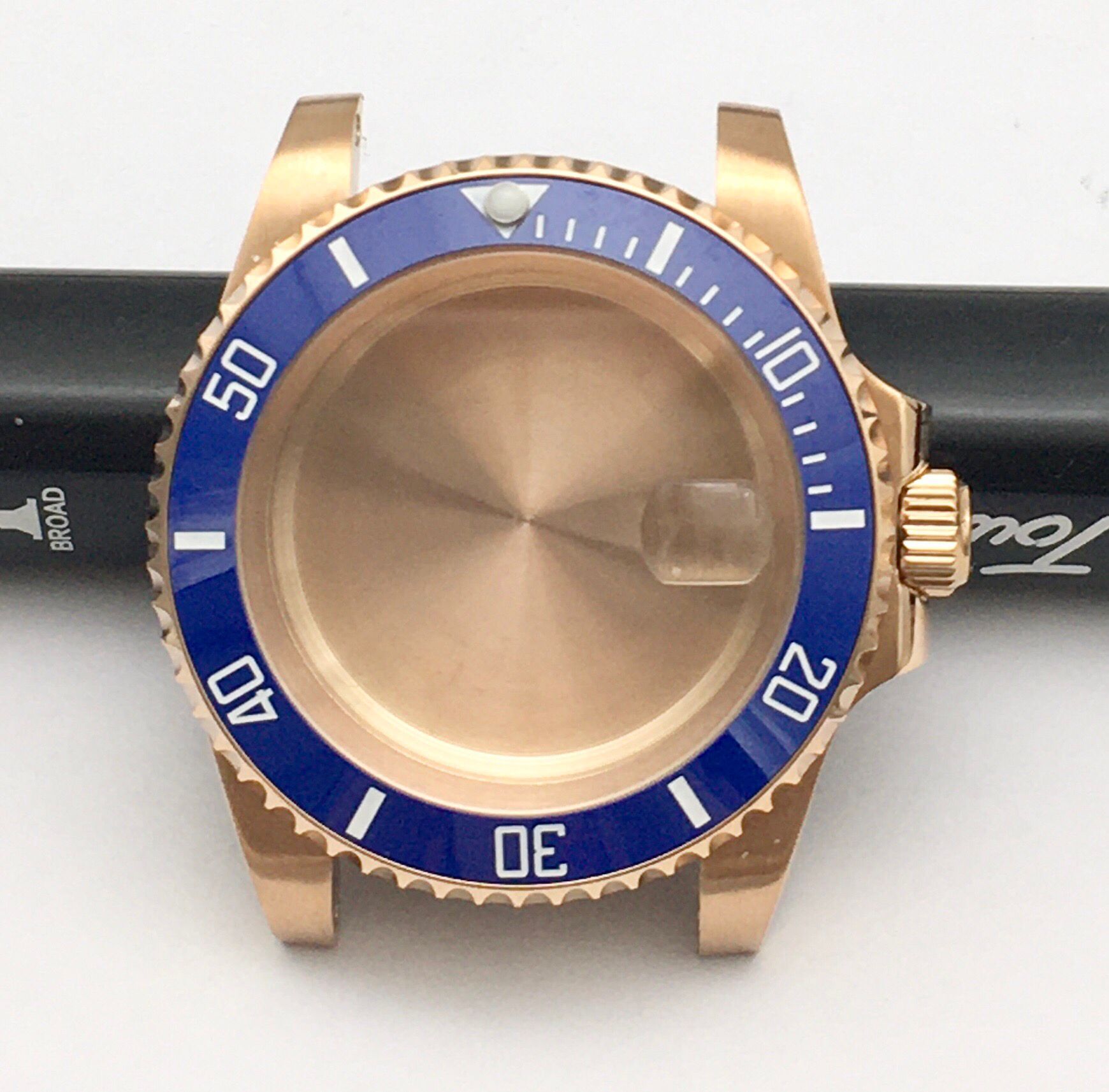 40mm Stainless Steel Rose Gold Watch Case Watch Accessories Men's Mechanical Assembled Case with Bezel for NH35A/NH36 Movement: Blue