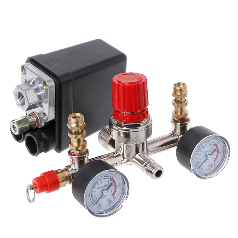 Heavy Duty Air Compressor Pump Pressure Control Switch + Regulator Valve Gauges N1HF