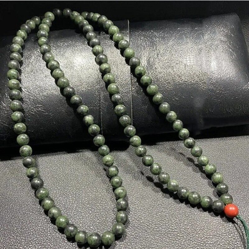 Natuurlijke Tibetaanse Jade Geneeskunde Wang Shi 108 Jade Bead Chain Kettingen Tibetaans Mannen En Vrouwen Serpentine Jade Sieraden