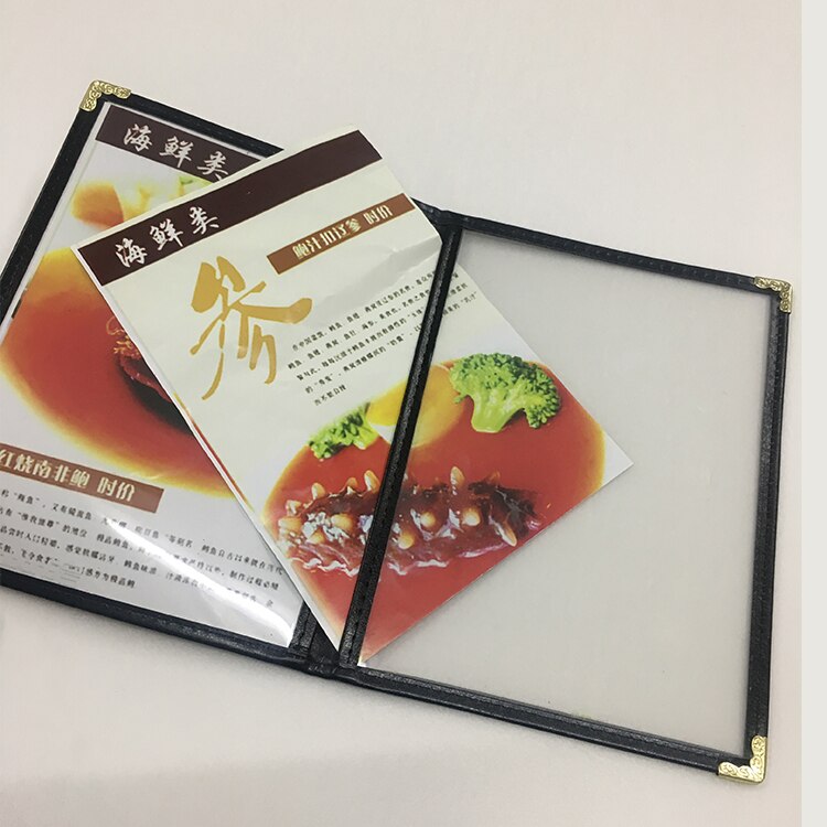 A5 2 sheets 4 pgaes plastic menu cover, presentation folder