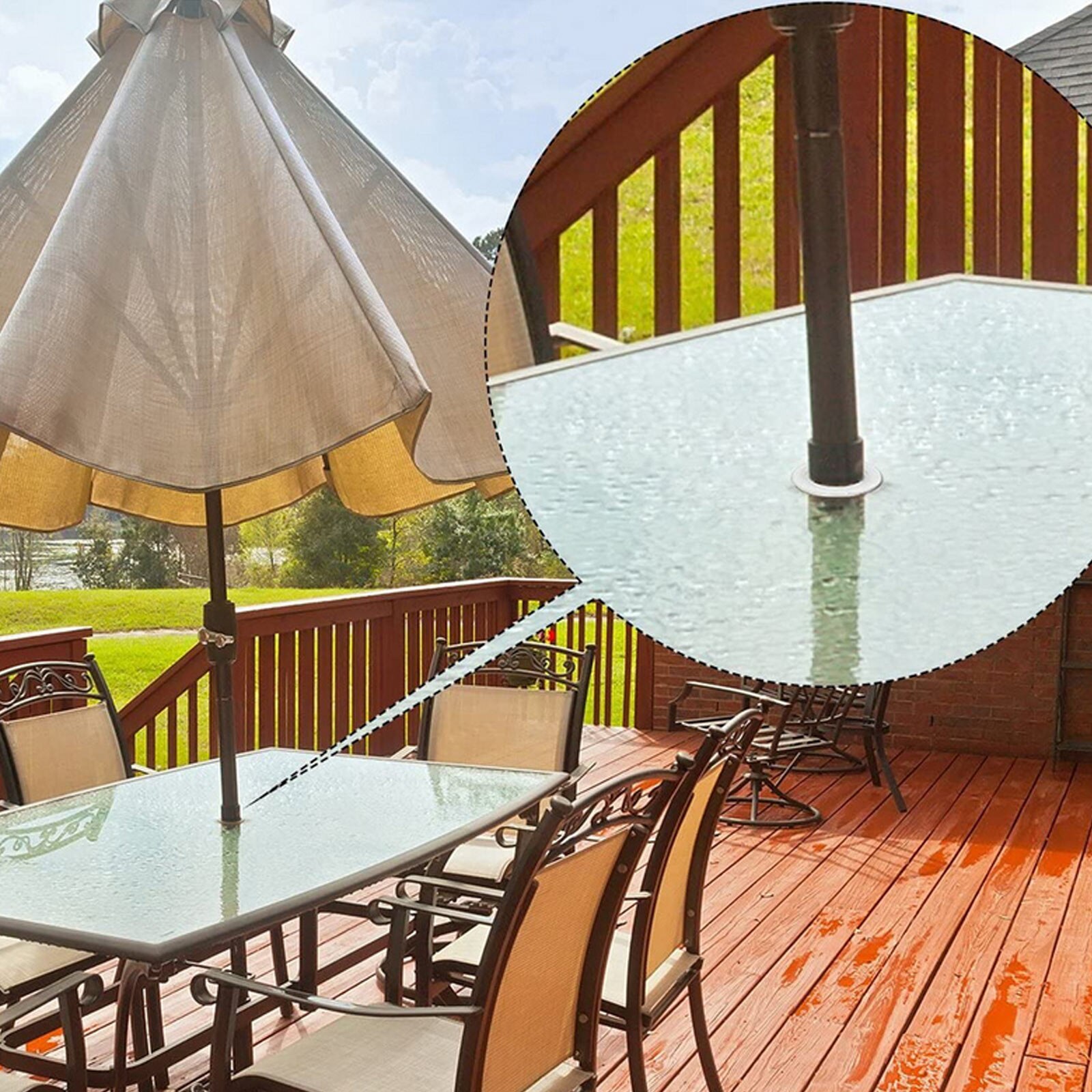 Patio Table Umbrella Hole Ring and Cap Set Plastic Suitable for Garden Beach Restaurant Table Umbrella within Diameter Pole