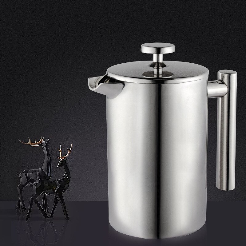 Dobbeltlag 304 rustfrit stål franske presser perkolator kaffekande kande kaffebrygger karaffel rosaguld farve til 1 person: 350ml
