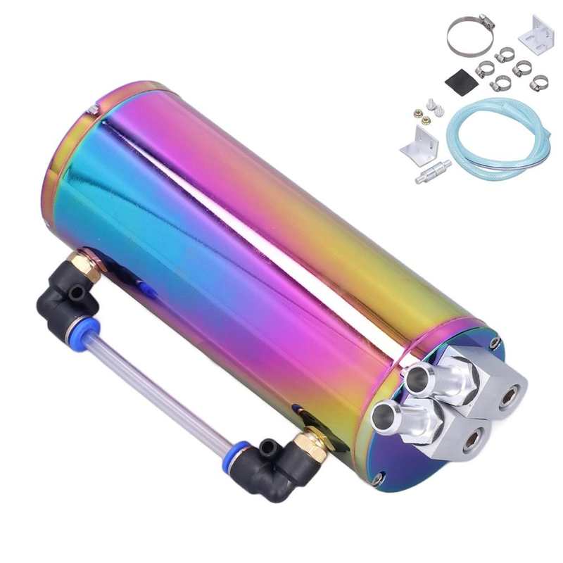 Bidon rond universel de réparation d&#39;huile, capacité de 350ML, alliage d&#39;aluminium de haute dureté, réservoir d&#39;huile à 2 ports pour voiture