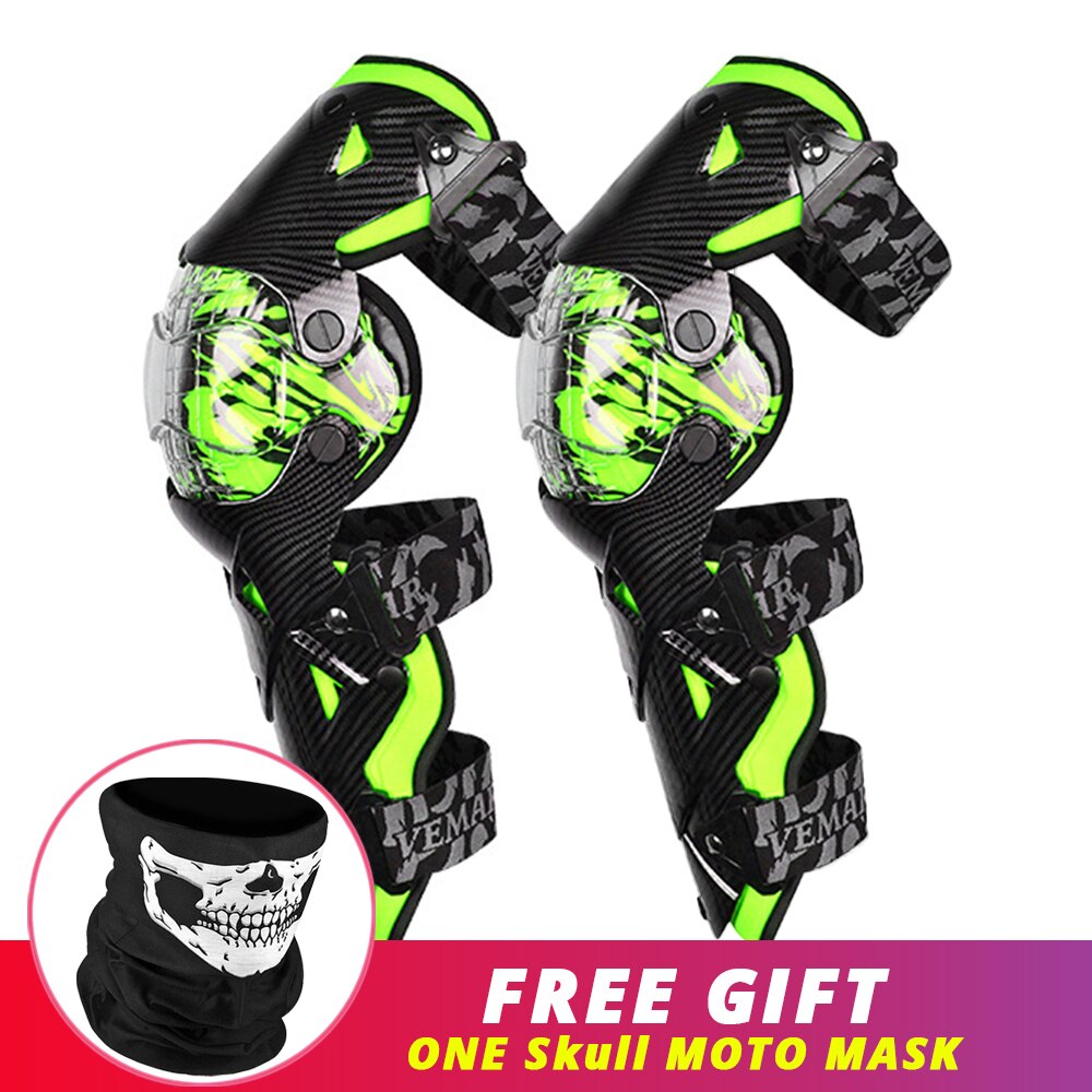 Genouillères roses pour Moto, protection des genoux pour femmes et hommes, équipement de protection: E-18 Green