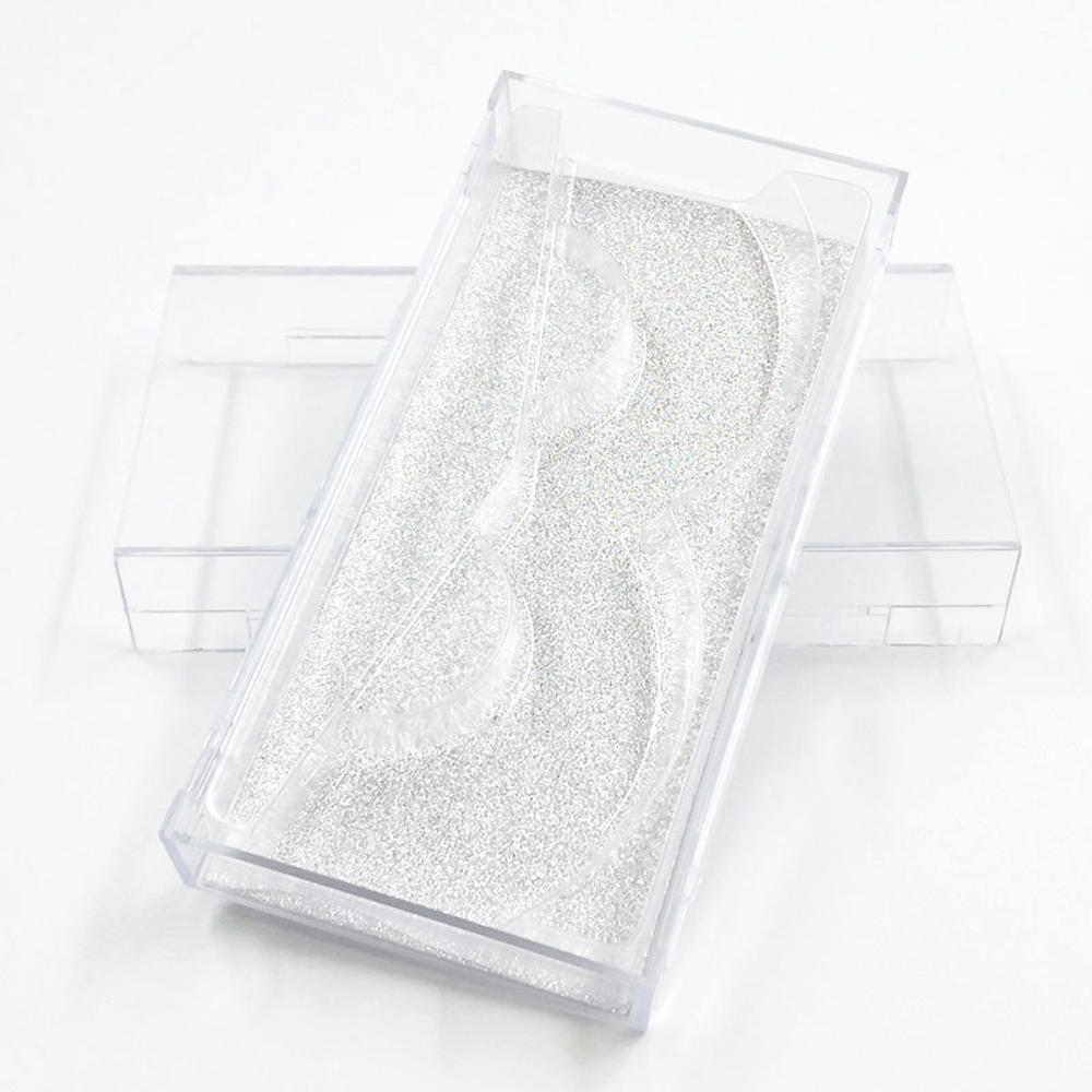 Portable vide étui à cils Transparent acrylique coque en diamant faux cils boîte de rangement en plastique boîte d'emballage de cils avec plateau: K