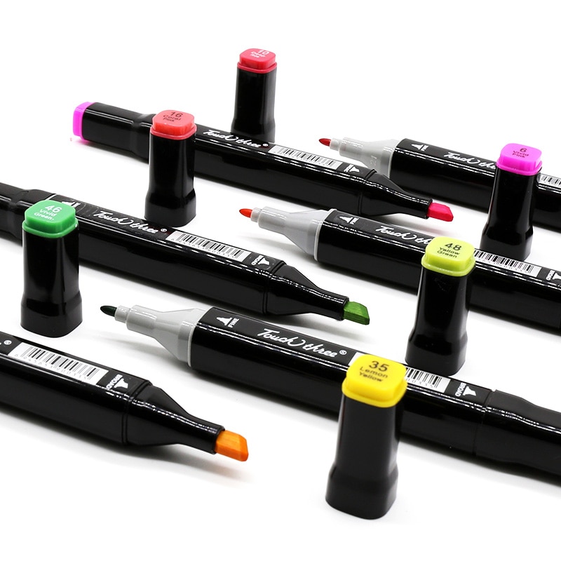 Touchthree 36/48/60/80 Colors Markers Set Manga Drawing Markers Alcohol Based Sketch Felt-Tip Brush Pen Art Supplies