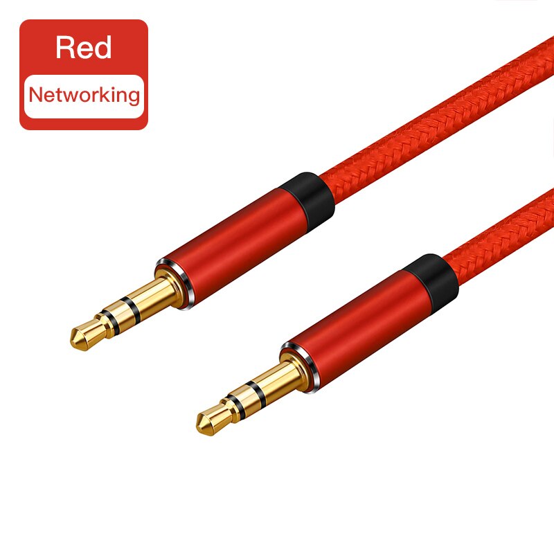 Lungfish AUX Cable Jack 3.5mm Audio Cable 3.5 mm Jack Speaker Cable 1m 2m 3m 5m for iphone Samsung xiaomi Car Headphone Speaker: braid red / 2m