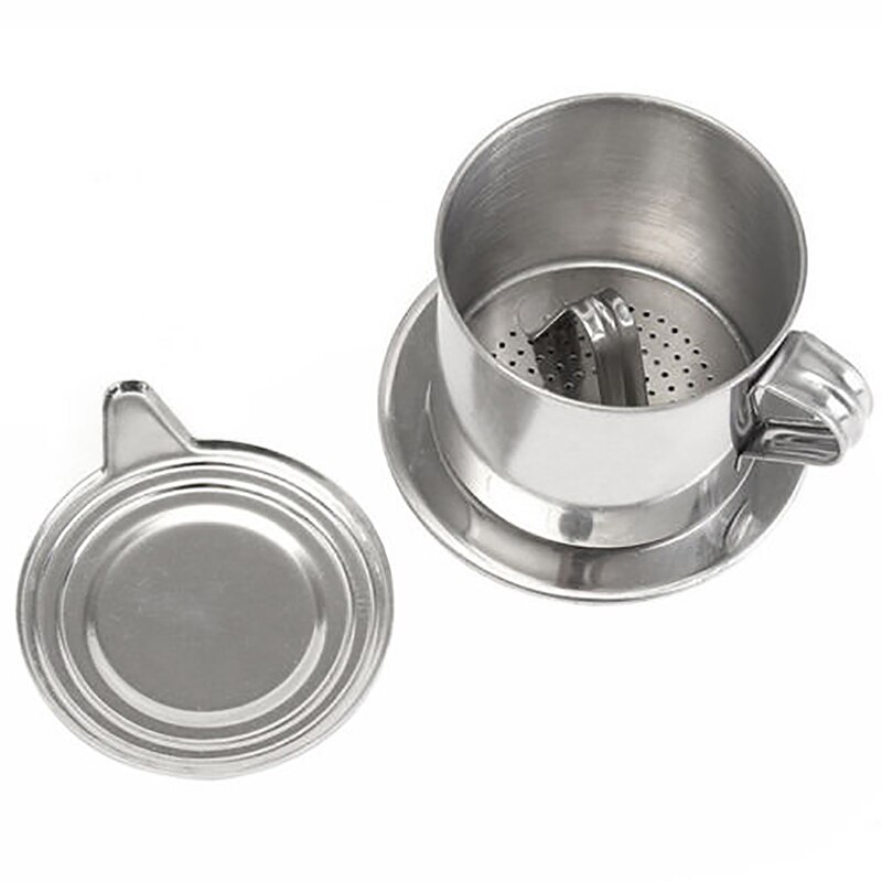 Filtro de goteo para café de acero inoxidable, gotero de café de Vietnam, tetera con filtro reutilizable, goteo de mano, para café con tapa