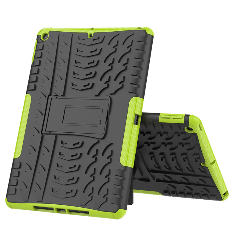 Til ipad air 1 etui, ipad 5/6th gen 9.7 tommer panseret etui, kraftigt cover til ipad 9.7, tpu+pc panseret stativ 2 tablet etui: 1 / Grøn