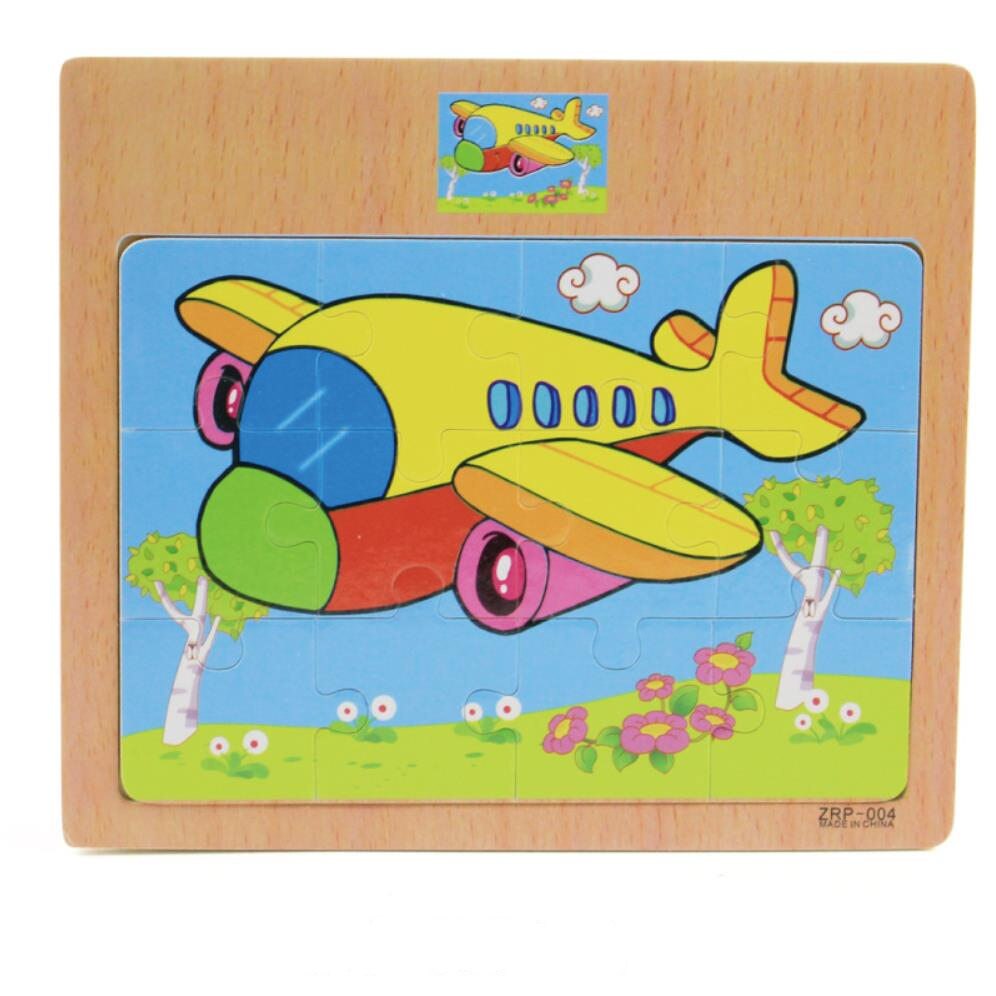 15x17cm Formato Animali di Legno E Auto Puzzl Puzzle Bordo di Giocattoli Per Bambini di Educazione Precoce Interessante Puzzle Di Legno Del Giocattolo: plane