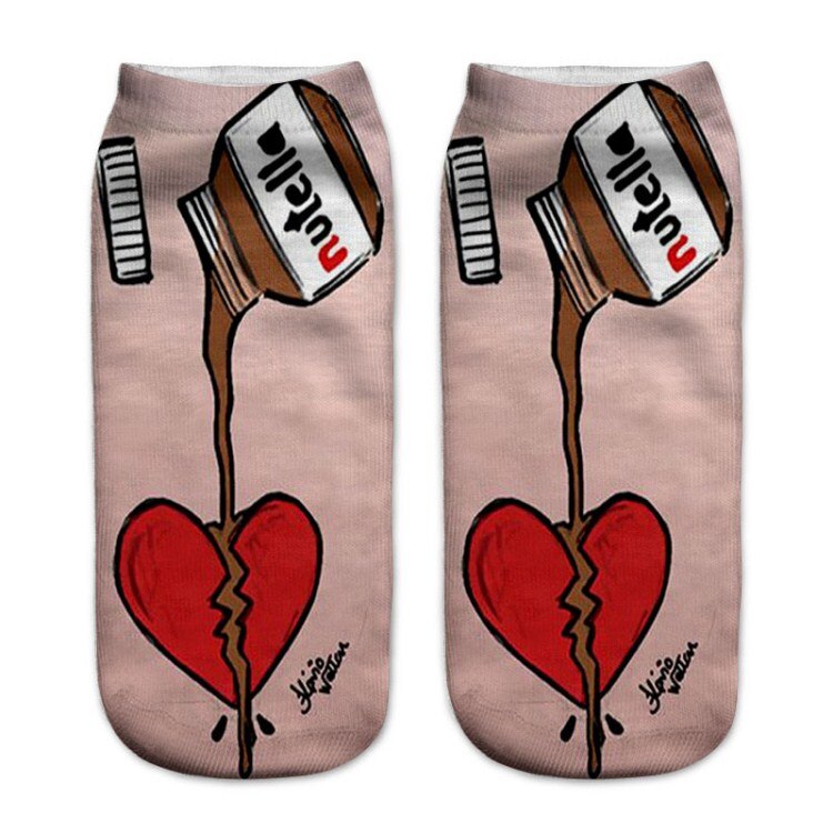 Nutella Pizza Buger Print Casual Stijl Print Type 3D Sokken Mannen Vrouwen Sokken Vrouwelijke Korte Sok: 9