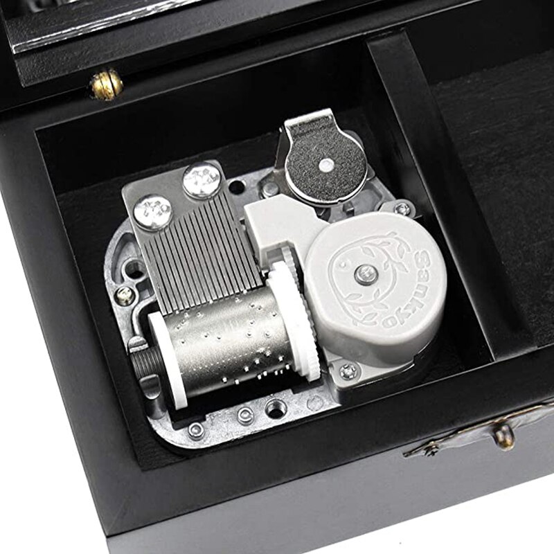 ROSIKING Vintage Wood Carved Mechanism Musical Box Wind Up Music Box Jewelry Box (Red Box, Kingdom Hearts)…