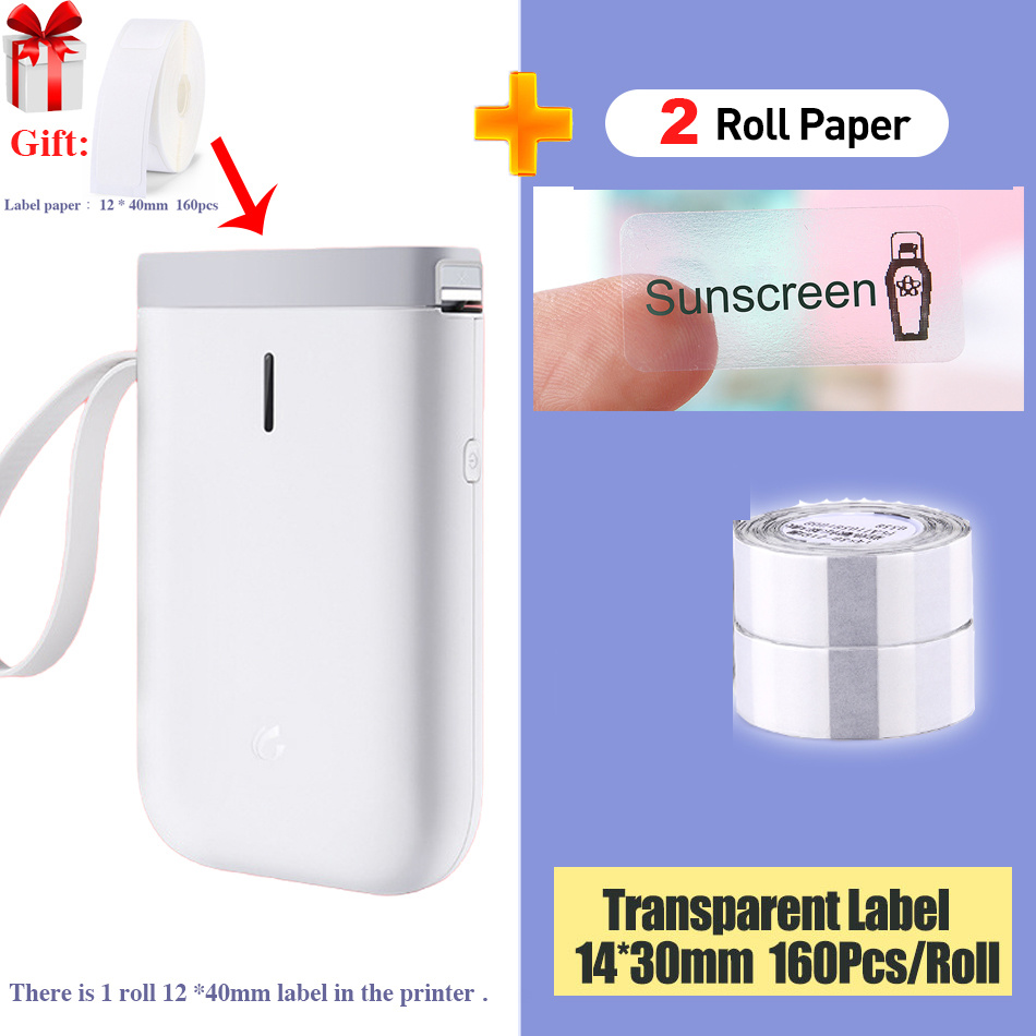 Imprimante thermique portable D11 pour étiquettes, machine d'impression thermique pour poche, étiquette de planificateur: White w 14x30mm2