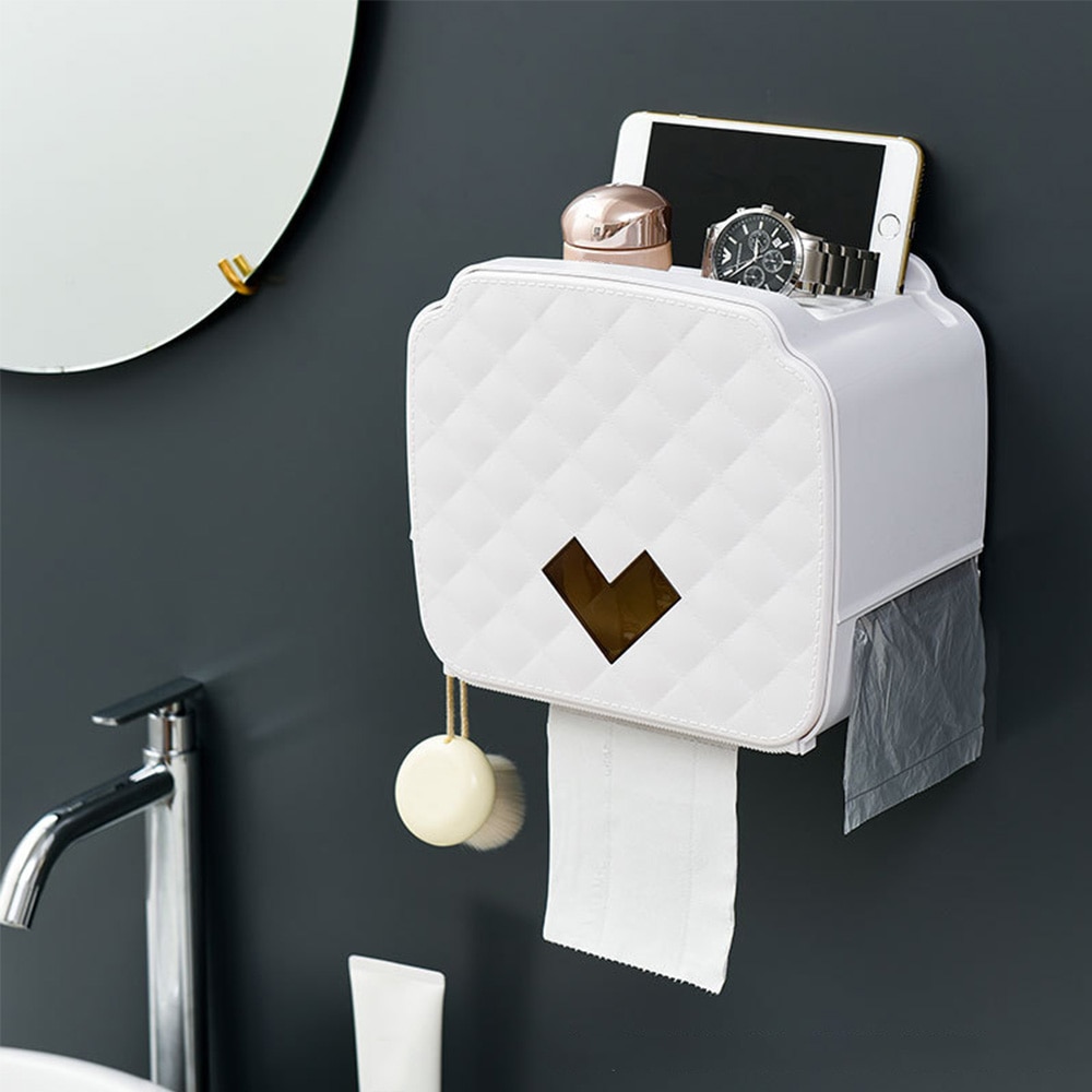 Portable Toilet Paper Holder Wall-Mounted Paper Dispenser For Bathroom Plastic Tissue Storage Box Bathroom Accessories Set