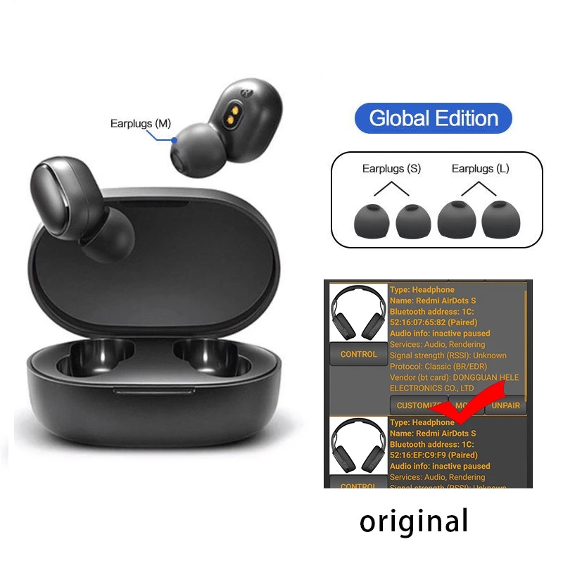 Xiaomi-auriculares inalámbricos Redmi Airdots S, audífonos originales Mi Tws con Bluetooth, Control IA, auriculares para videojuegos con micrófono y reducción de ruido
