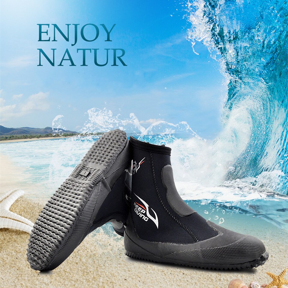 Water Shoes 5MM Neoprene Scuba Diving Boots Vulcanization Winter Cold Proof High Upper Warm Fins Spearfishing Shoes water boots