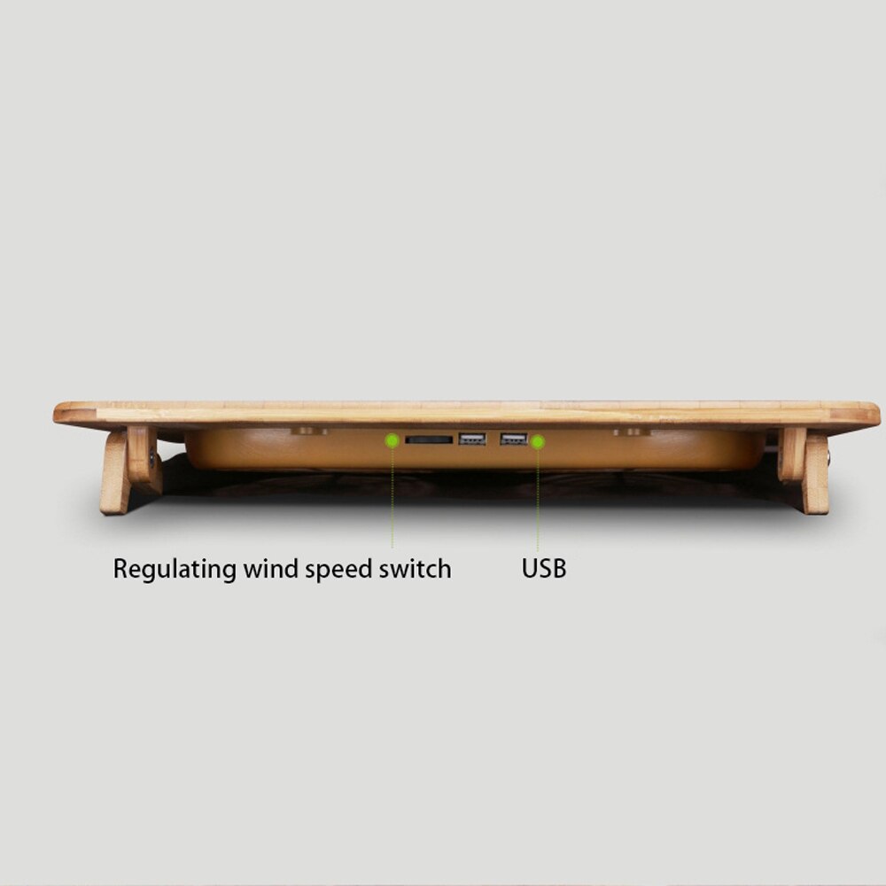 14 15,6 17 zoll Laptop Bambus Holz Kühler Basis Kühlkörper Halterung mit Doppel Fan Kühlung Pad für Macbook Luft Profi Dell HP