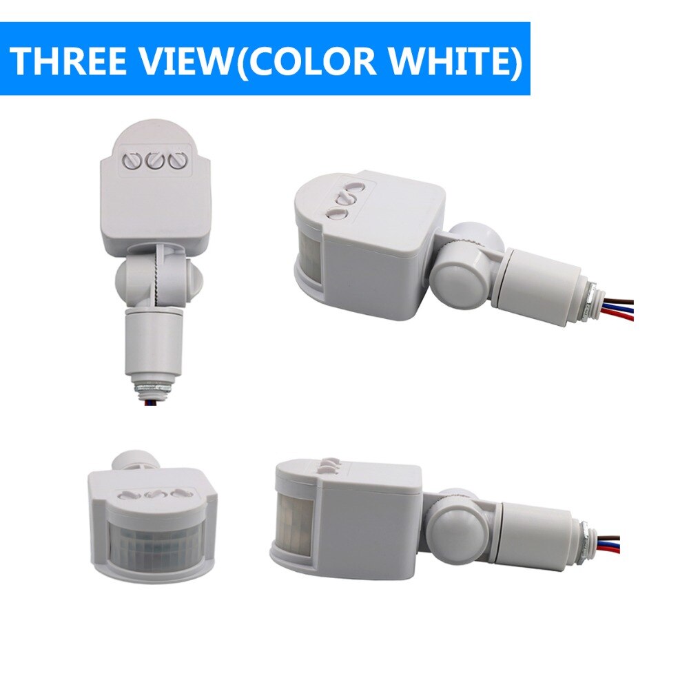 Ac 85v-265v bevægelsessensor lyskontakt udendørs automatisk infrarød pir bevægelsessensor switch med led lys: Hvid