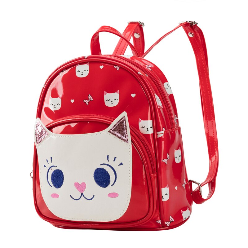 Heopono-petit sac à dos marqué en cuir PU pour enfants, garçons et filles, sac à dos pour enfants, motif chat mignon de dessin animé, pour garçons et filles