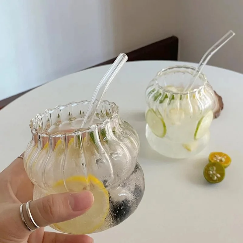Taza de cristal Ins creativa, vaso resistente al calor, té transparente, jugo, leche, café, vasos de agua para el hogar, vasos de cóctel y cerveza