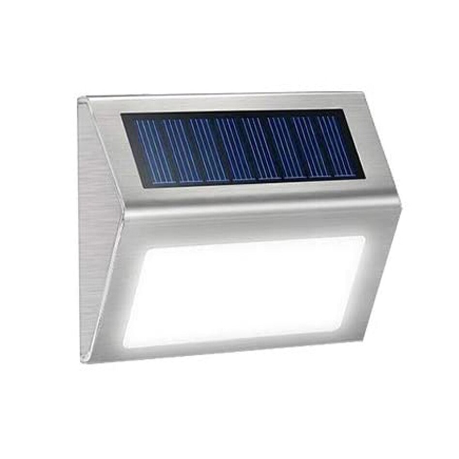 Solar Deck Lights Bright 3 LED Stair Light Outdoor Waterproof Stainless Steel Wireless Lighting for Balcony Garden Yard Fence: White / 4pcs