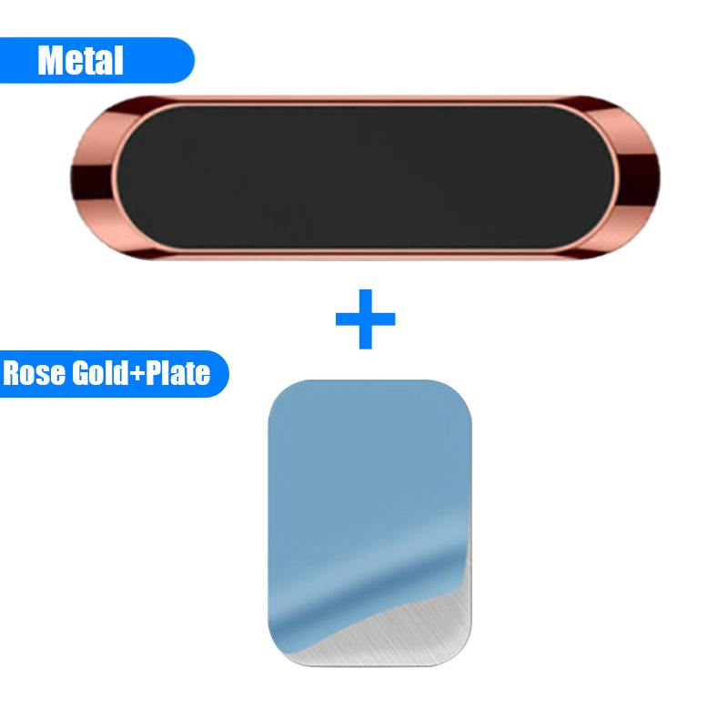 Magnetisk bilhållare magnetfäste miniremsformad stativ för iphone huawei xiaomi metall stark magnet gps bilfäste: Kaki